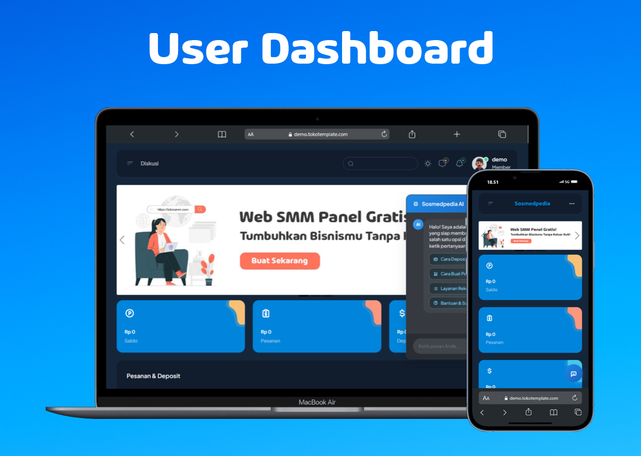 User Dashboard (Dark Version) - SocialBoost Pro Website (SMM PANEL)