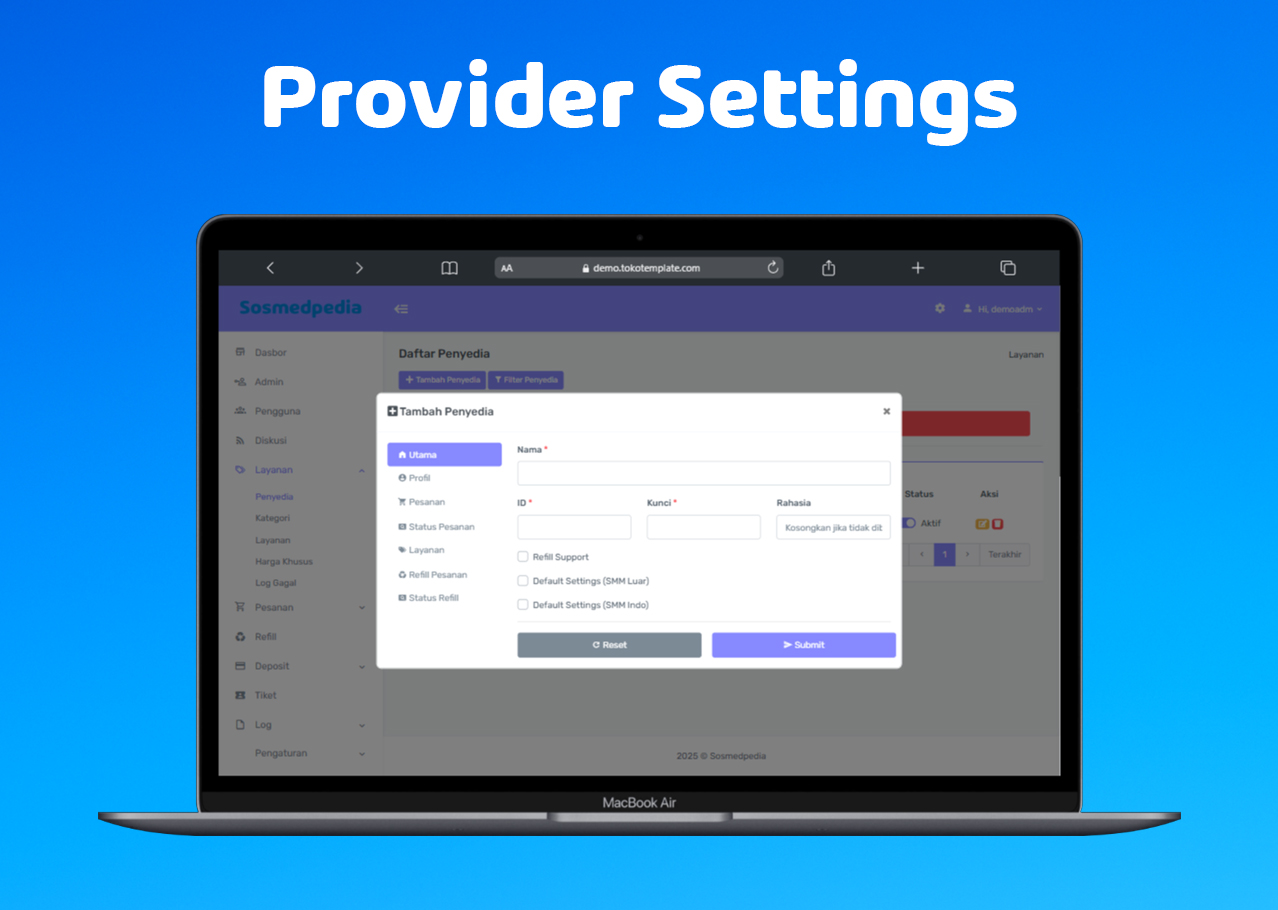 Provider Settings - SocialBoost Pro Website (SMM PANEL)