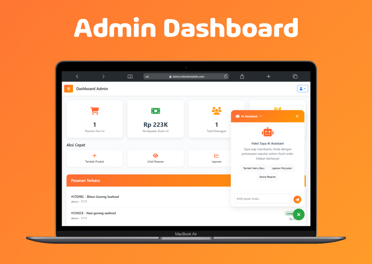 Admin Dashboard - QuickOrder Restaurant System
