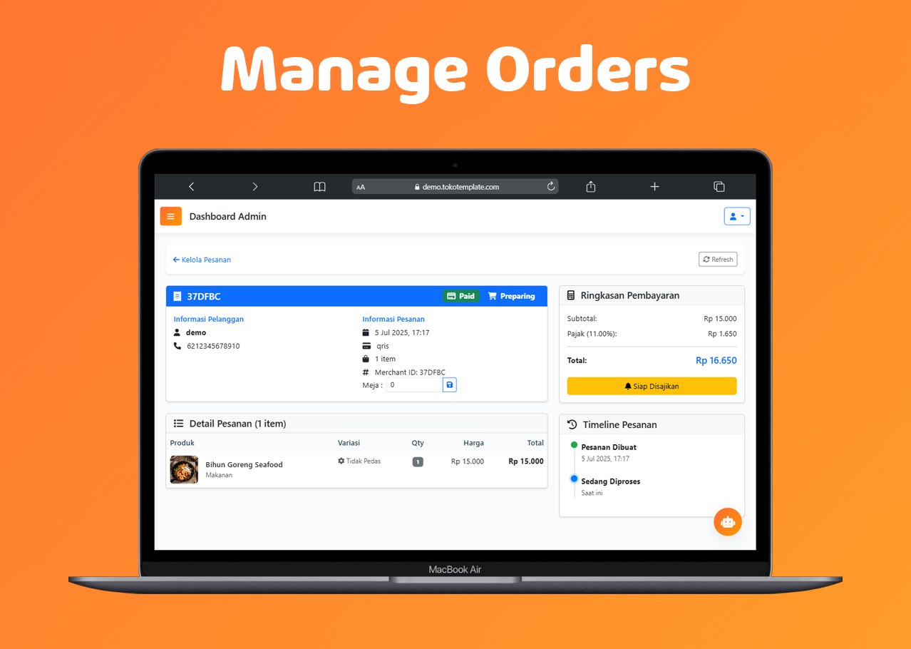 Manage Orders - QuickOrder Restaurant System