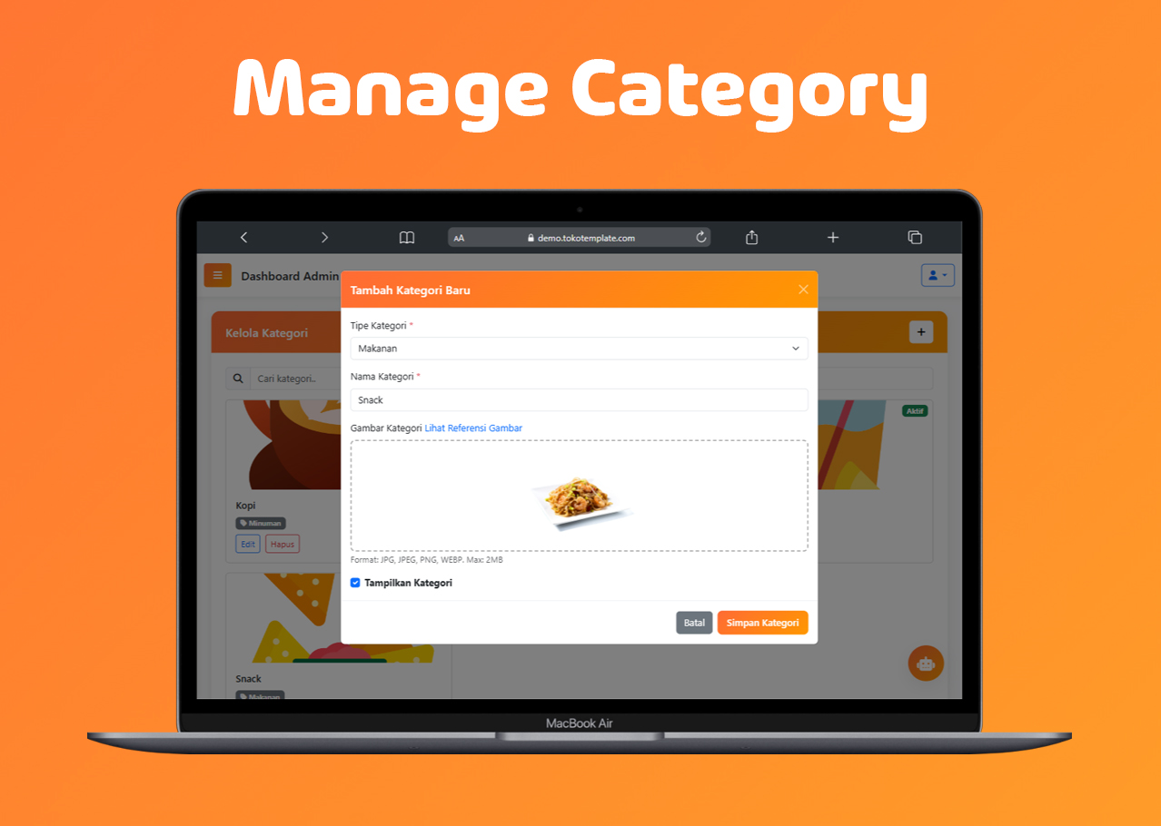 Manage Category - QuickOrder Restaurant System
